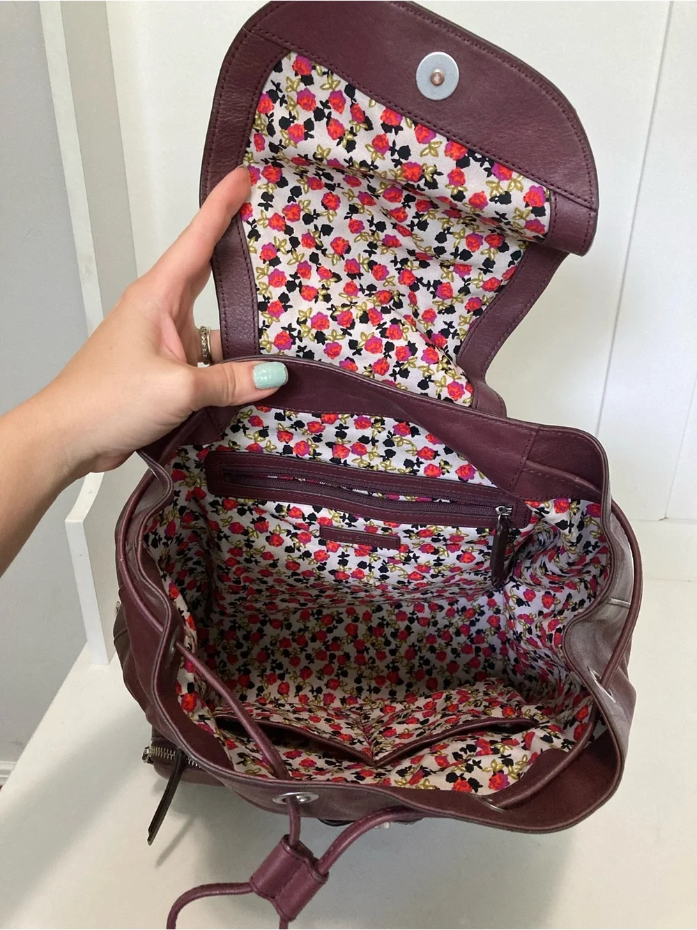 Vera Bradley Gallatin wine leather cargo backpack